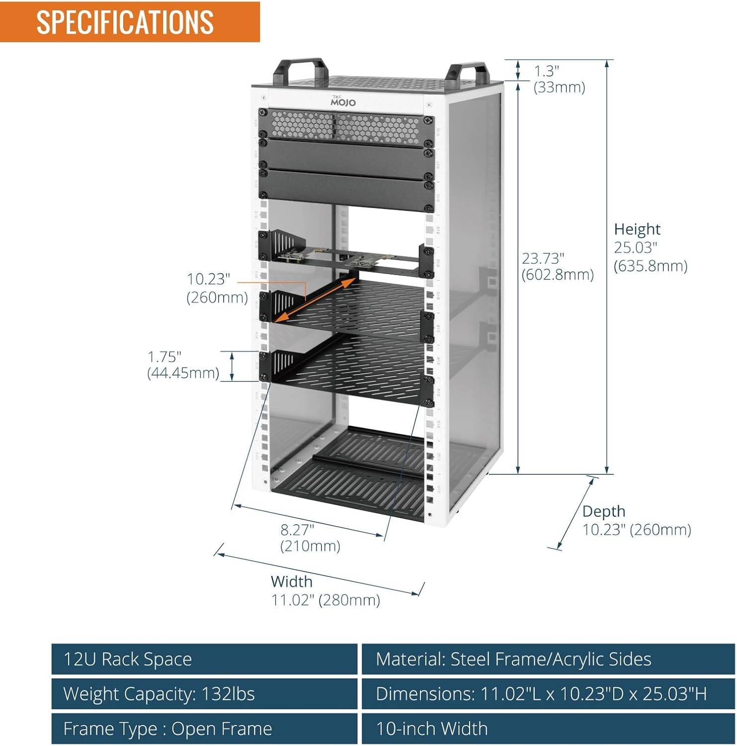 10 Inch 12U Desktop Mini Server Rack White