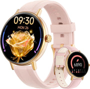 Womens Round Smart Watch Bluetooth Call Pink
