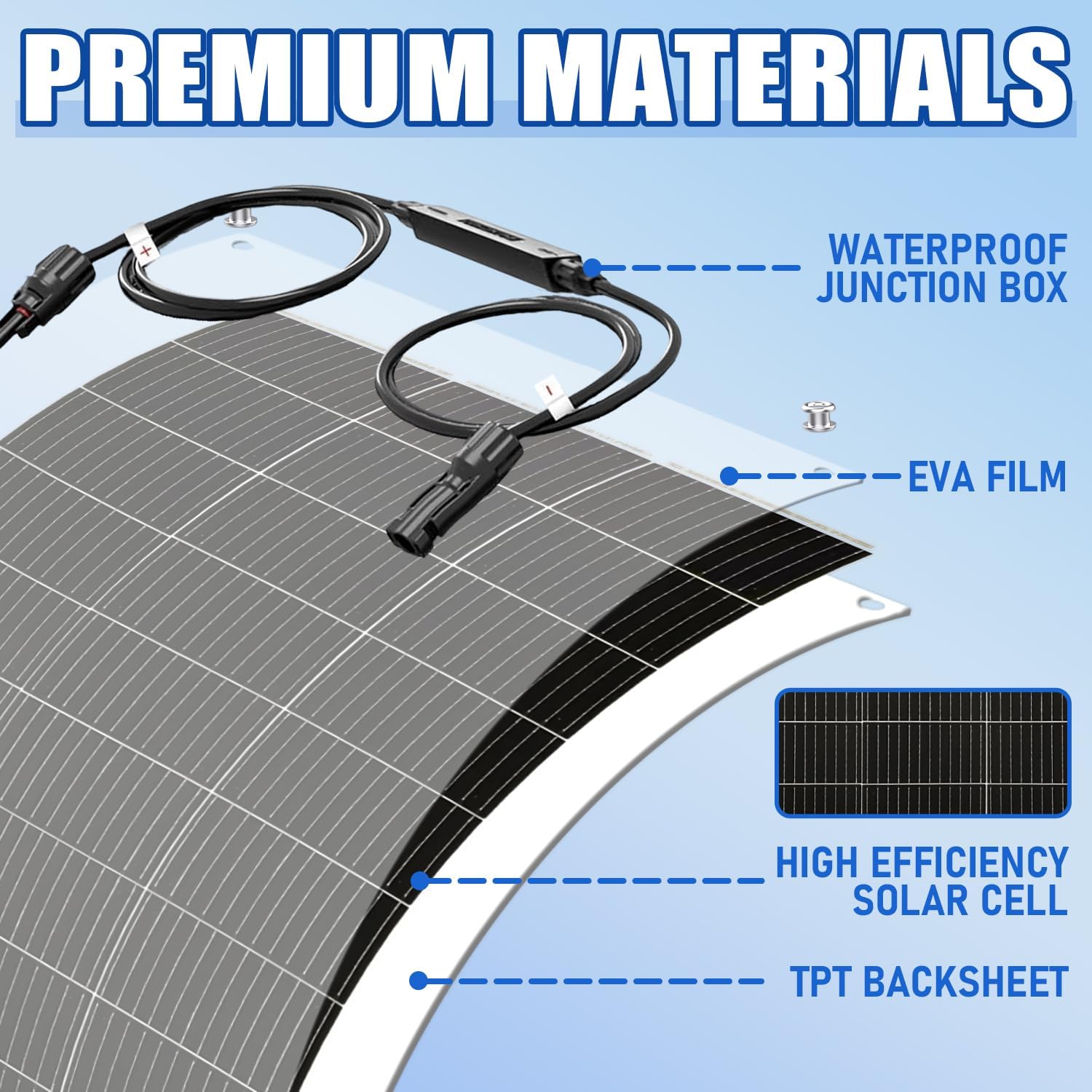 200W Flexible Solar Panel 12V 24V Bendable Mono RV Boat