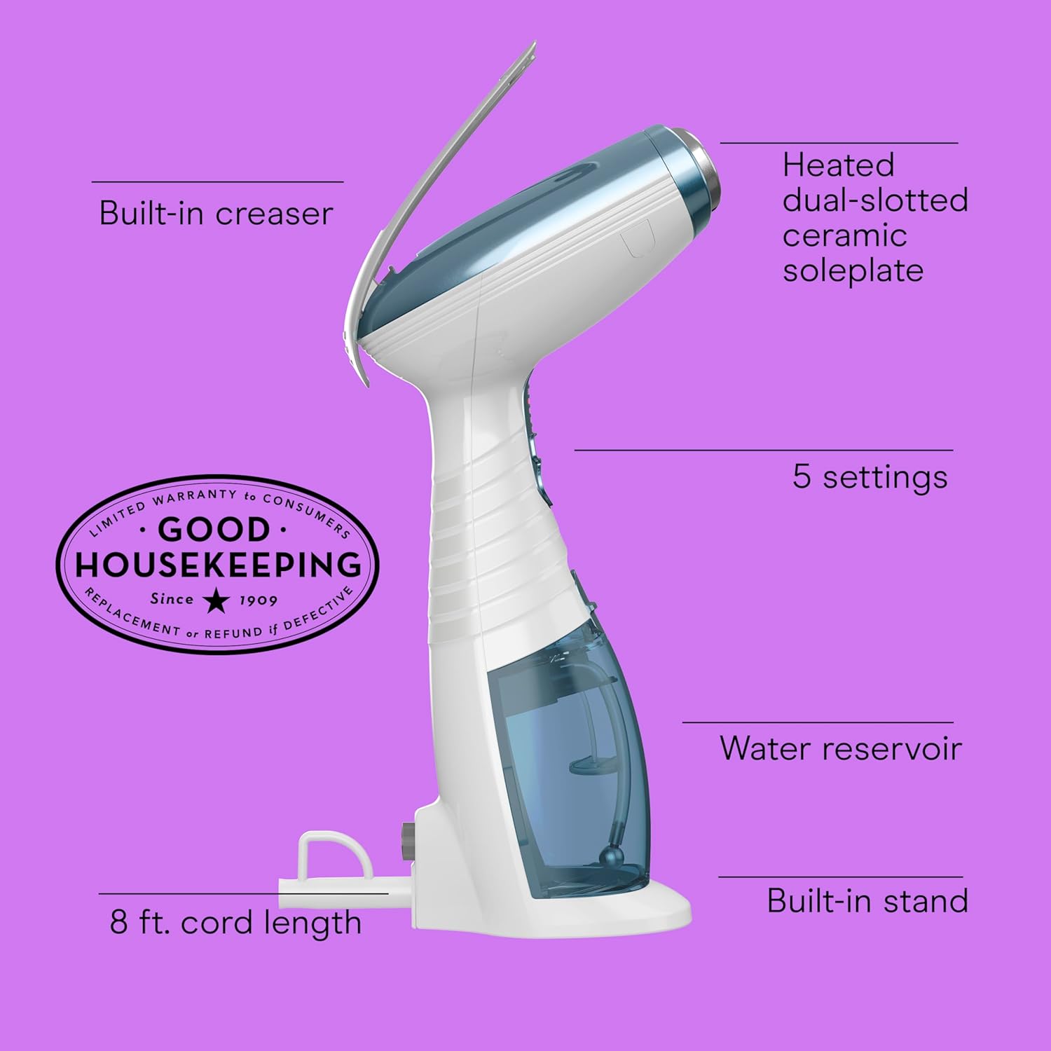 Handheld Garment Steamer 1875W Turbo Steam 20min 3in1 Iron