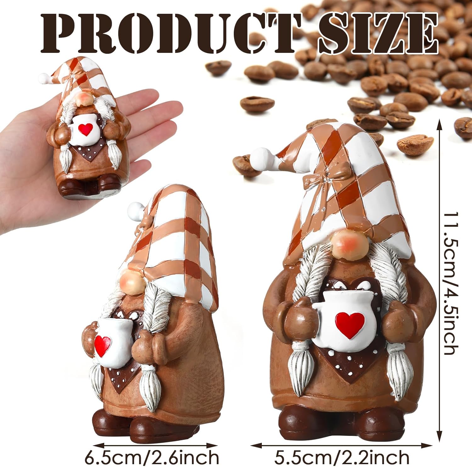 2PCS Coffee Gnome Decor Coffee Bar Resin Figurines Tiered Tray
