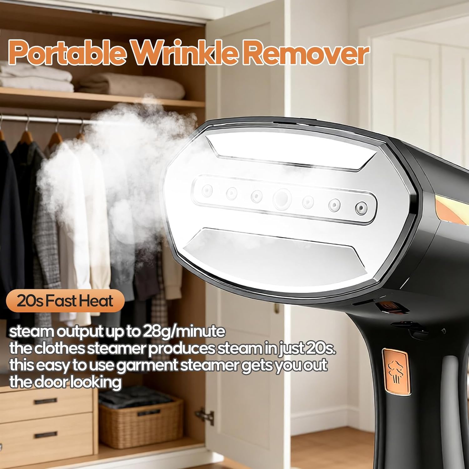 Handheld Clothes Steamer 1800W 300ml Tank LED 3 Modes Fast
