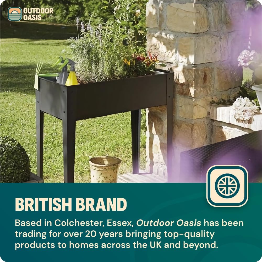 Metal Raised Planter Steel Garden Bed 75cm Tall Charcoal Grey