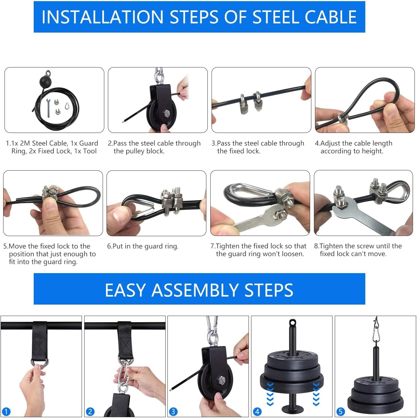 Home Gym Cable Pulley System LAT Pulldown Strength Trainer 100kg
