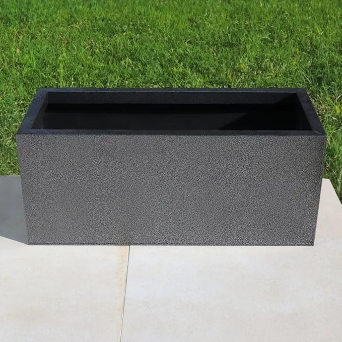 Galvanised Metal Trough Planter Rustproof Drainage 75x32x32cm