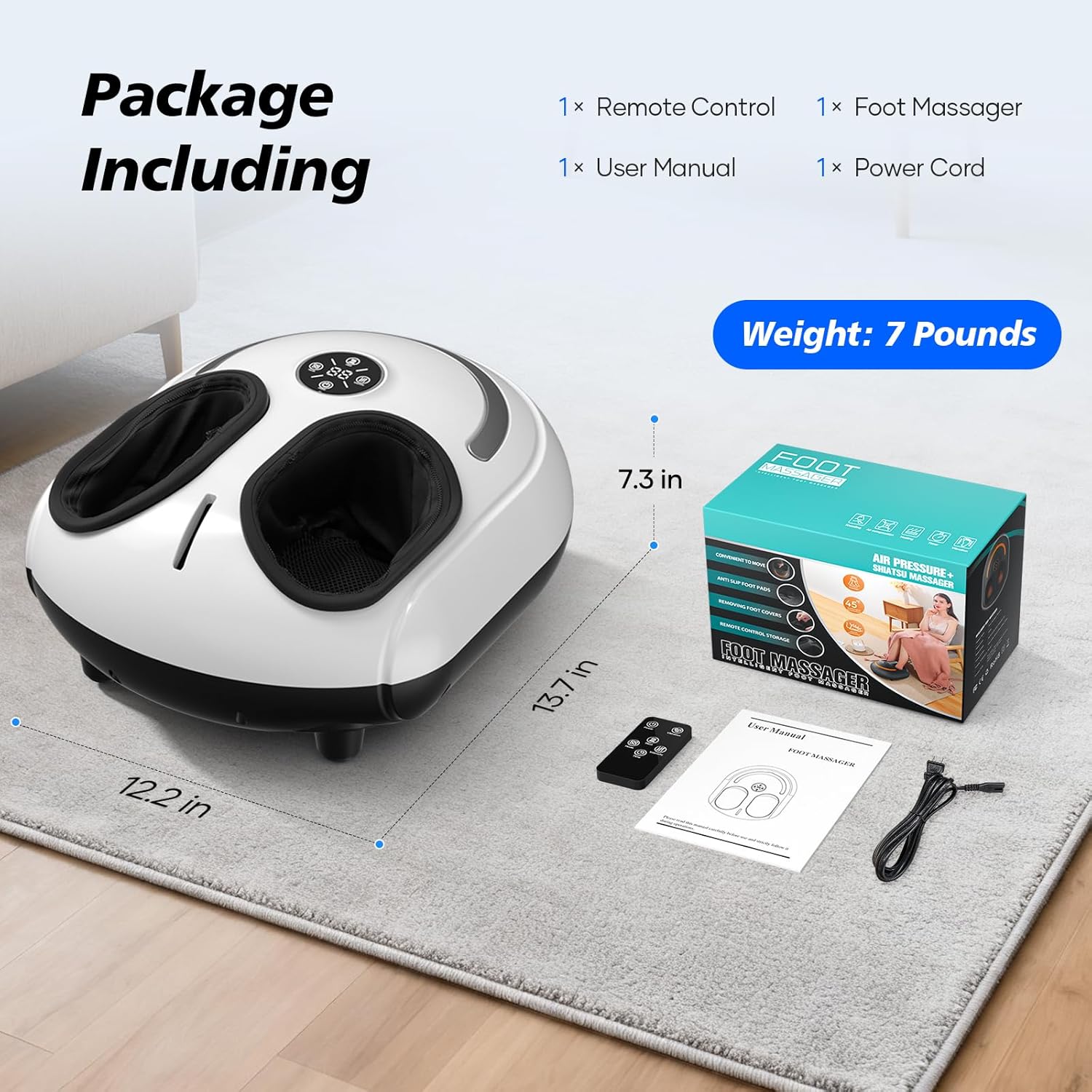 Electric Foot Spa Massager Heat Shiatsu Rollers Air Compression Pain