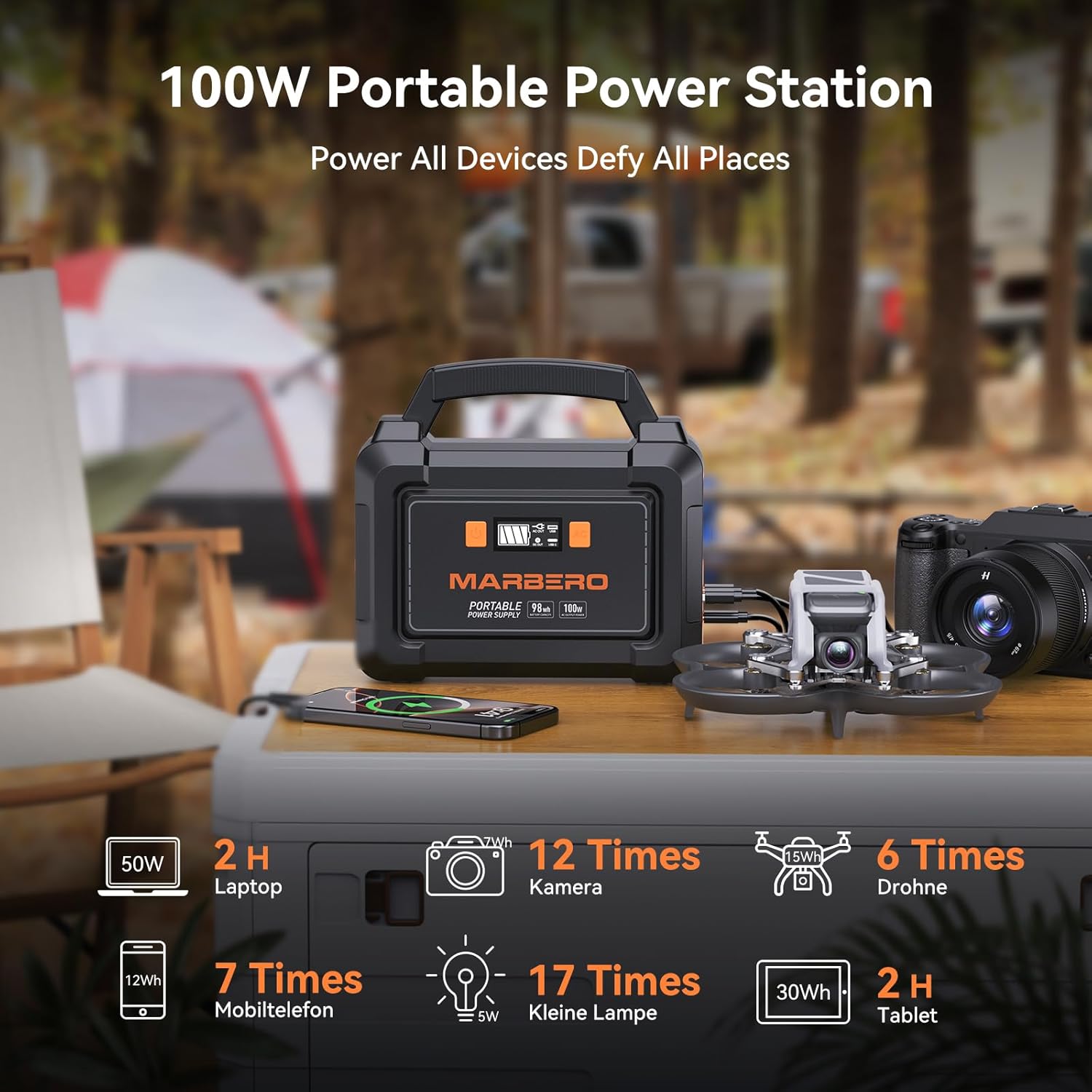 98Wh Portable Power Station With 30W Solar Panel 150W