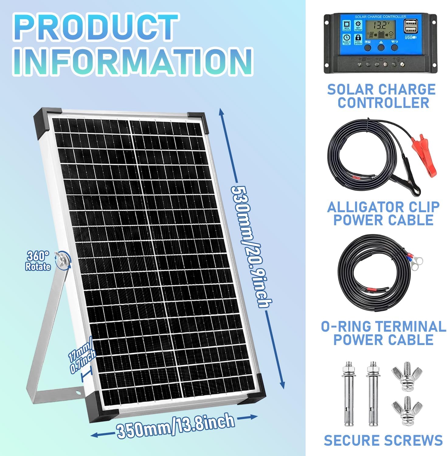 30W Solar Panel Kit 12V Battery Charger Maintainer PWM