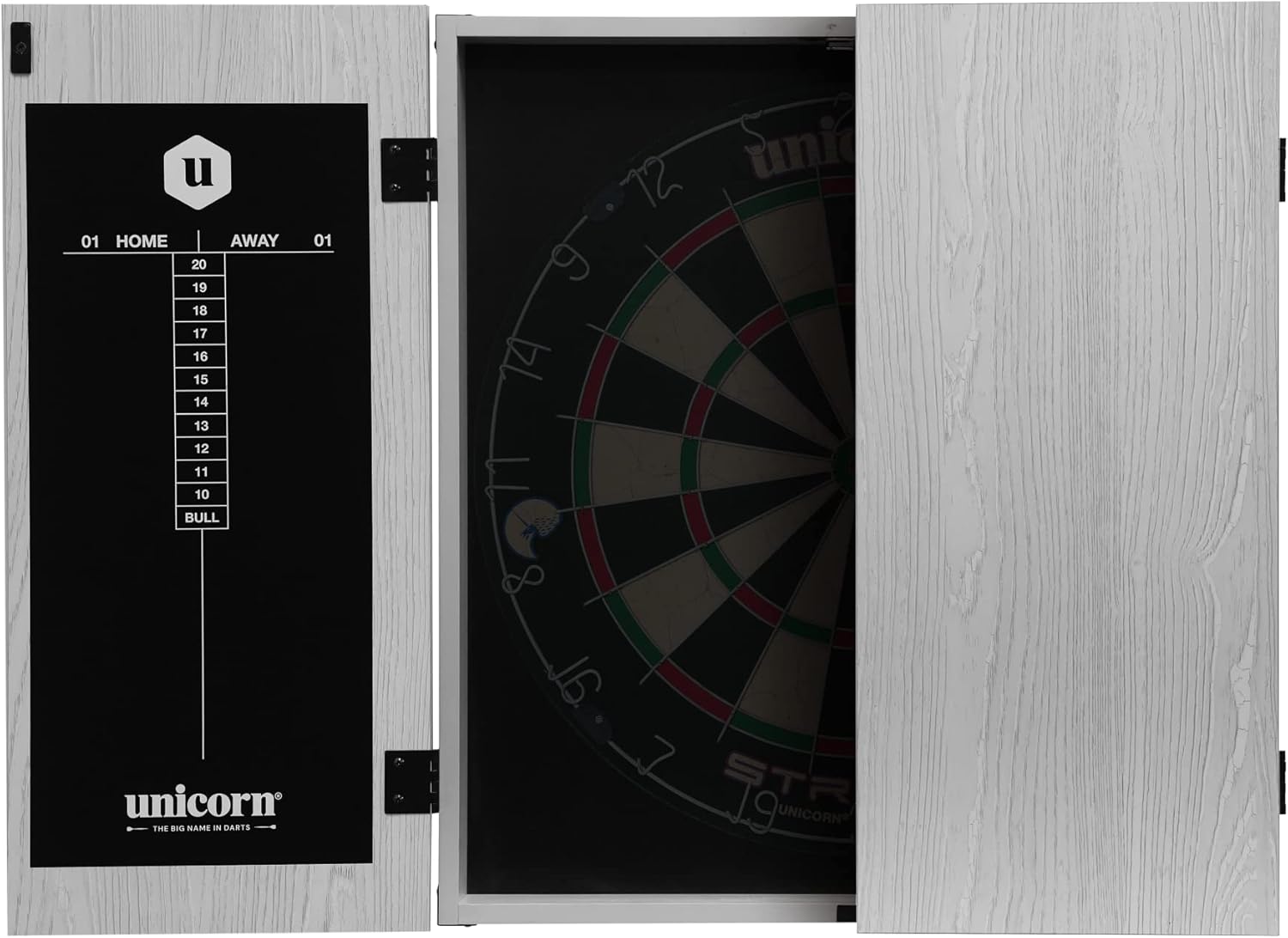 Grey Dartboard Cabinet Wood Lockable Scoreboards Compact Case