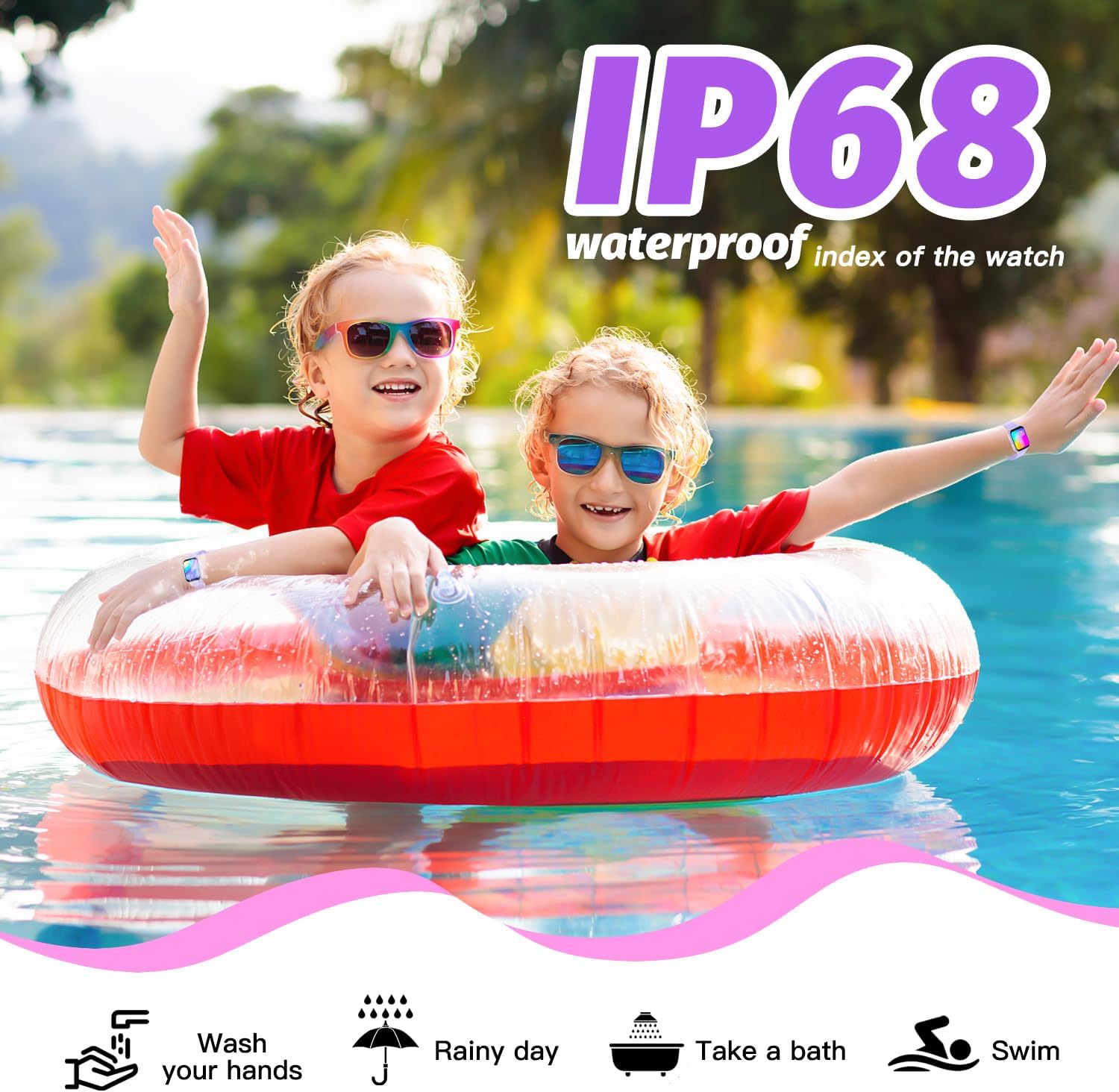 Kids Smart Watch Purple Fitness Tracker 19 Sport Modes