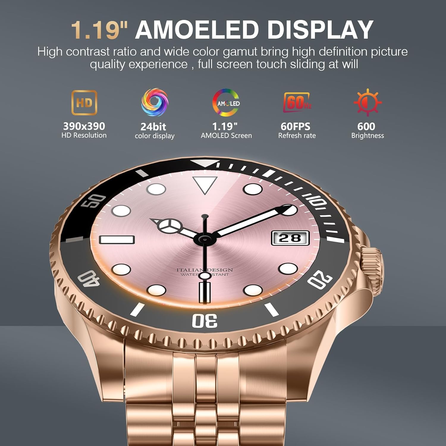 Gold Mens Smart Watch AI Call Fitness Tracker