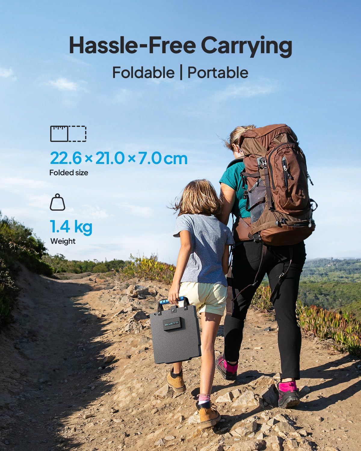 60W Foldable Solar Panel Charger USB-C USB-A Camping Travel