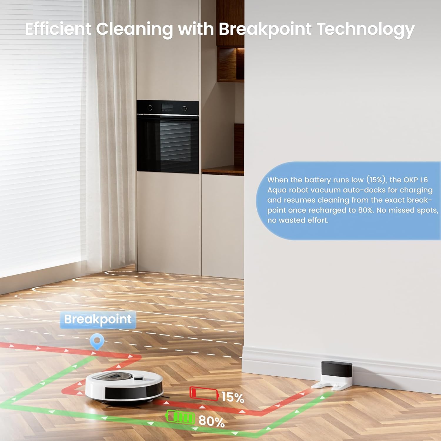 Robot Vacuum Mop 6000Pa Suction LiDAR Mapping WiFi App Alexa White