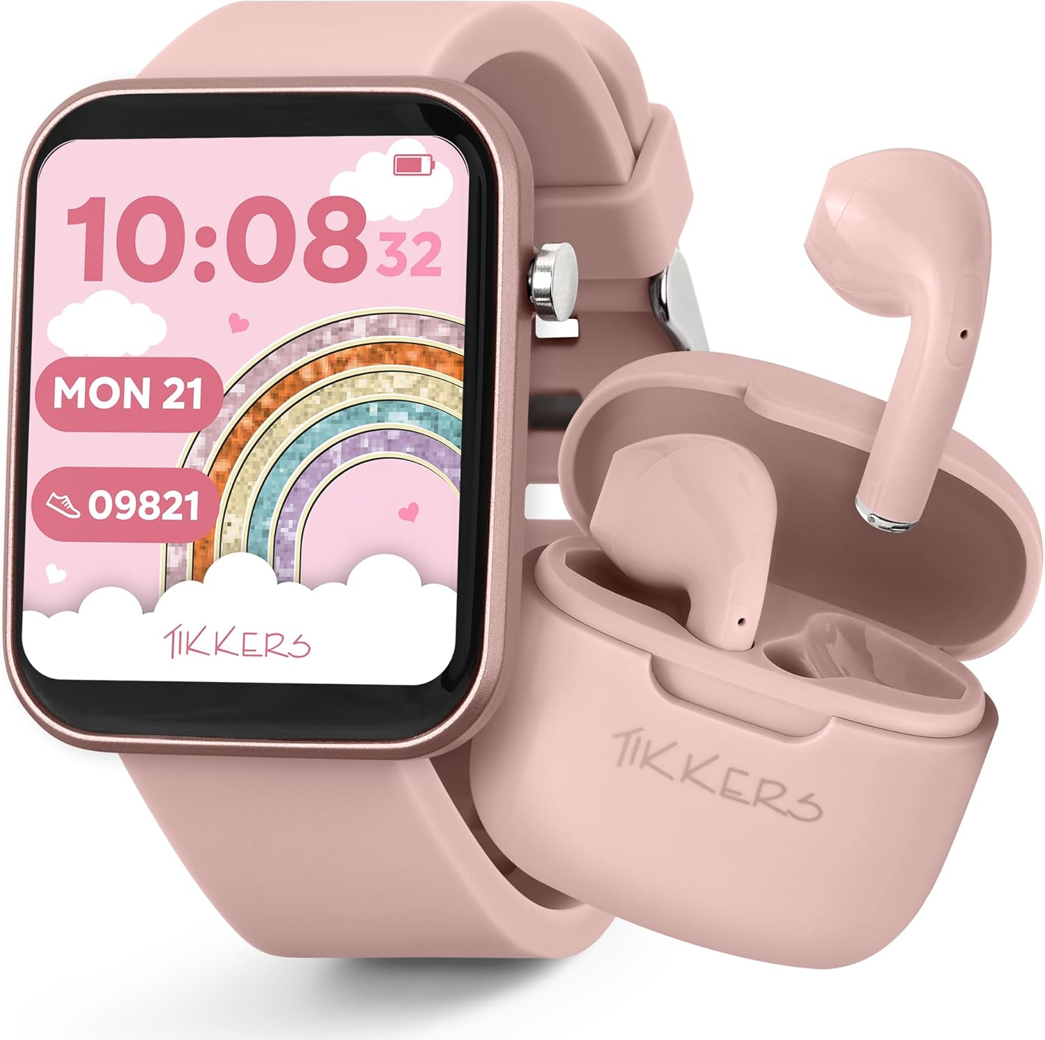 Kids Smart Watch and Earbuds Set Pink Strap