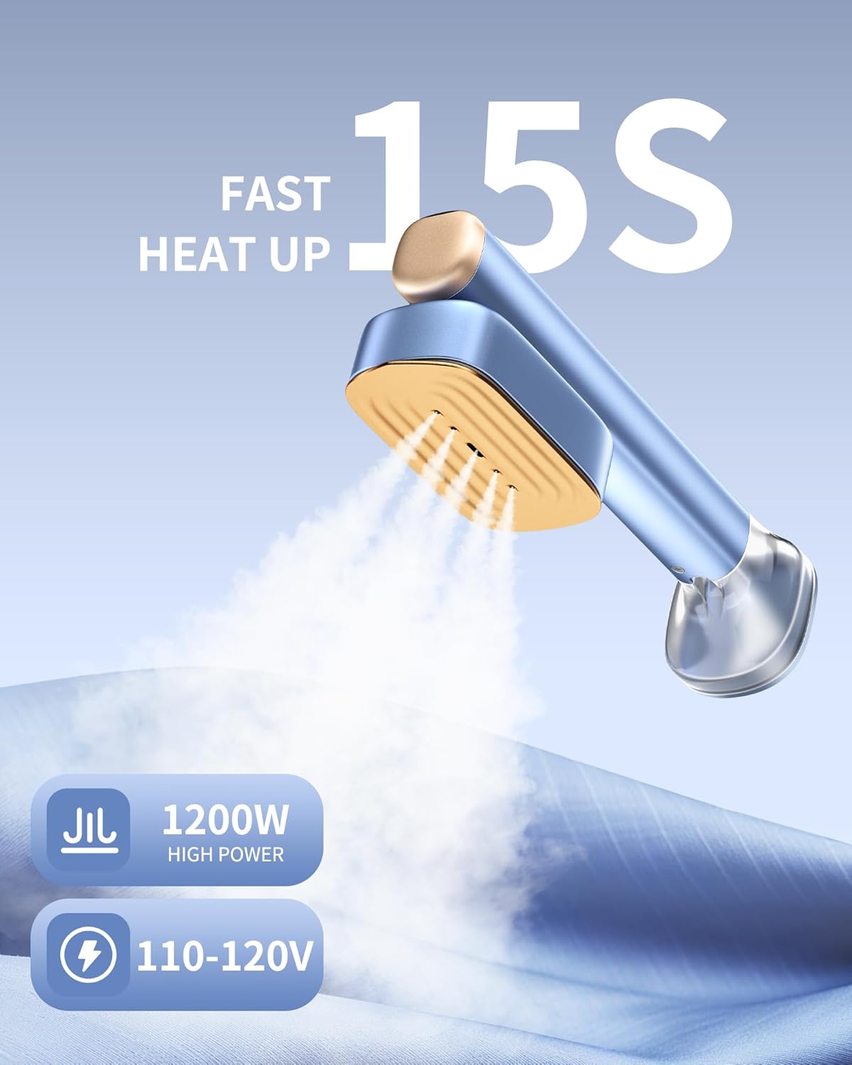 Handheld Garment Steamer 2in1 Fast Heat 15s Dual Tank Travel