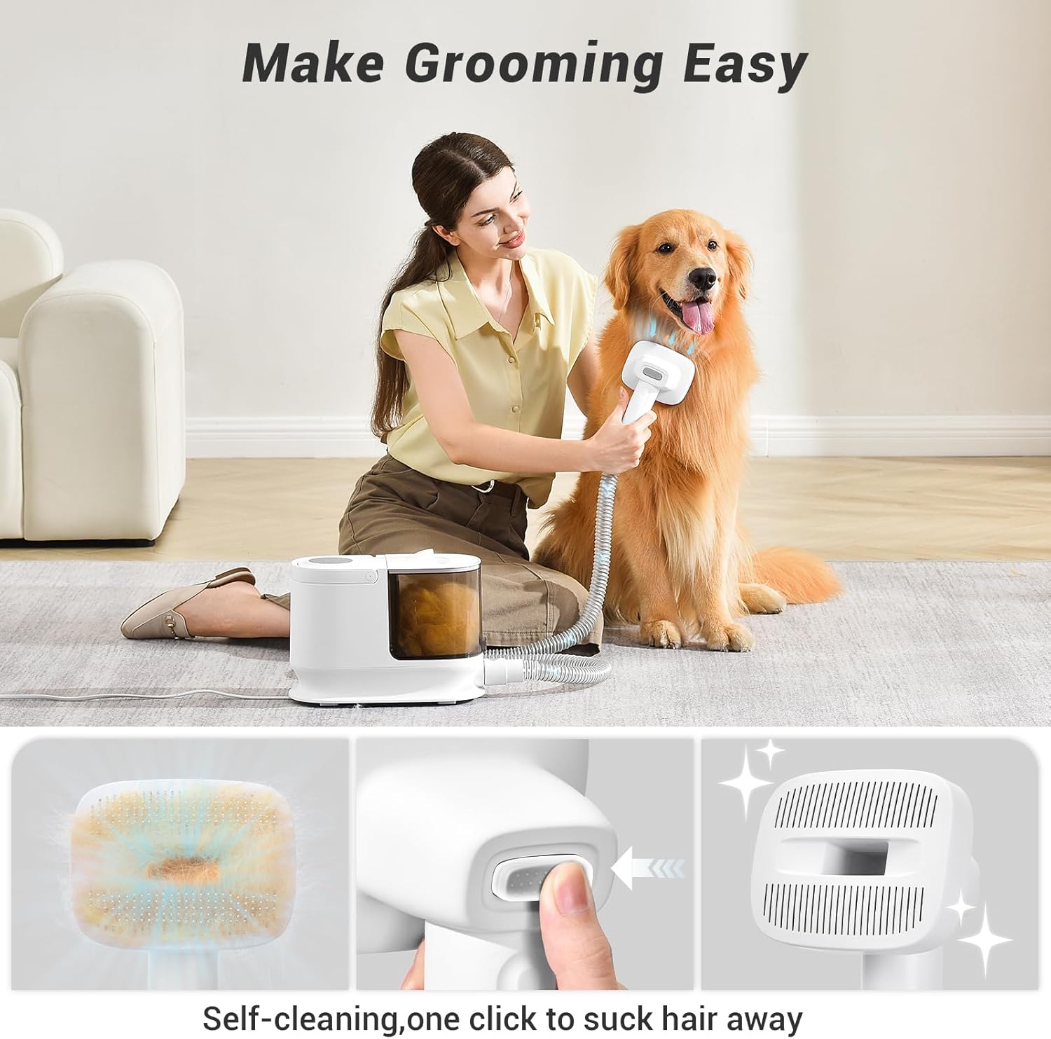 Dog Hair Vacuum Grooming Kit 13000Pa 3.5L HEPA Portable