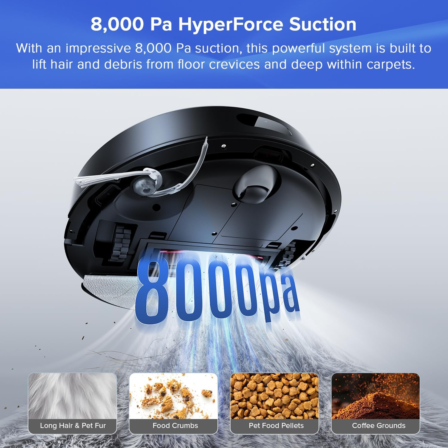 Robot Vacuum Mop 8000Pa Self Empty LiDAR Mapping App Pet Hair