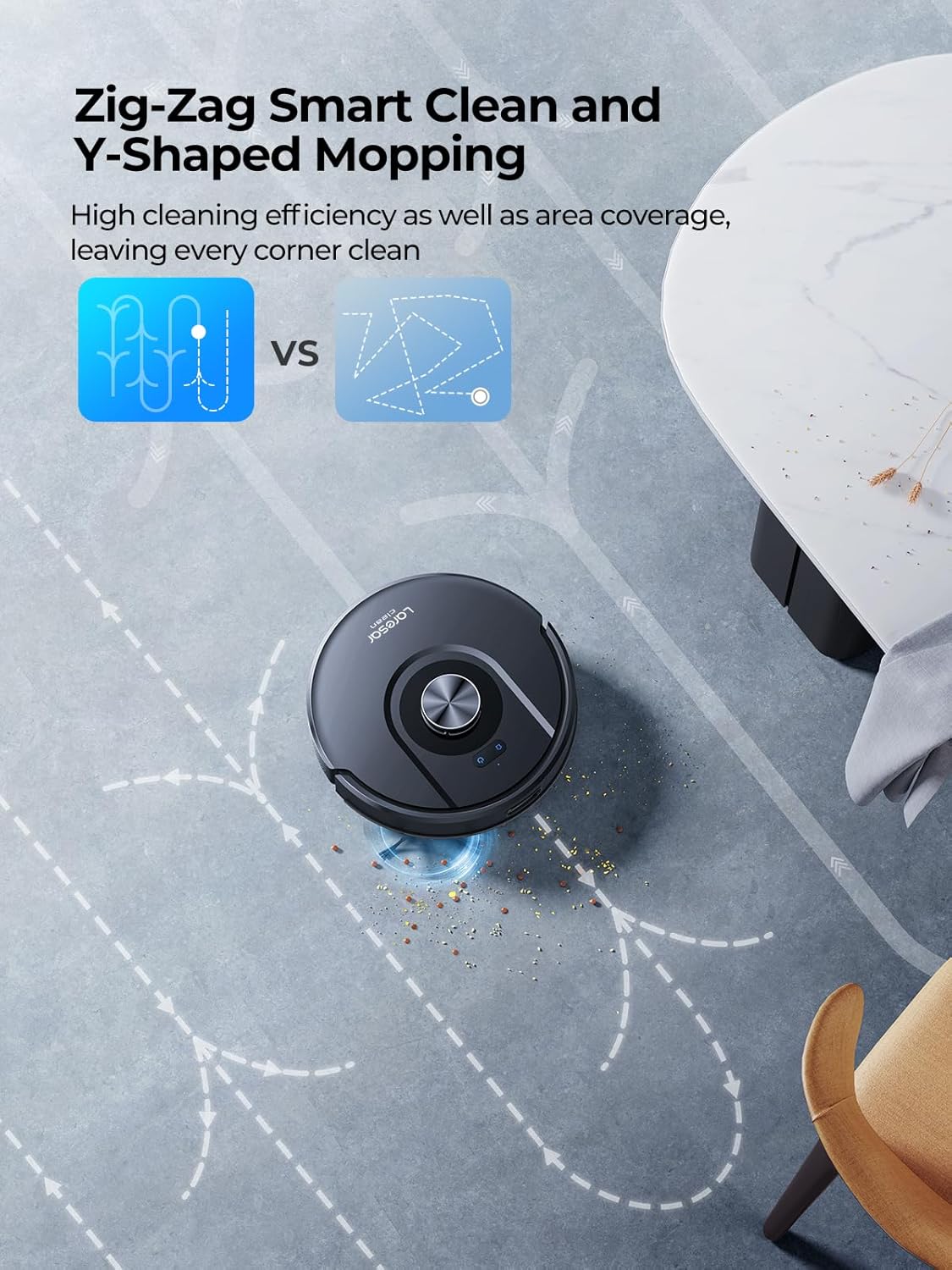 Robot Vacuum Mop 7000Pa LiDAR Mapping App Voice Control 180Min