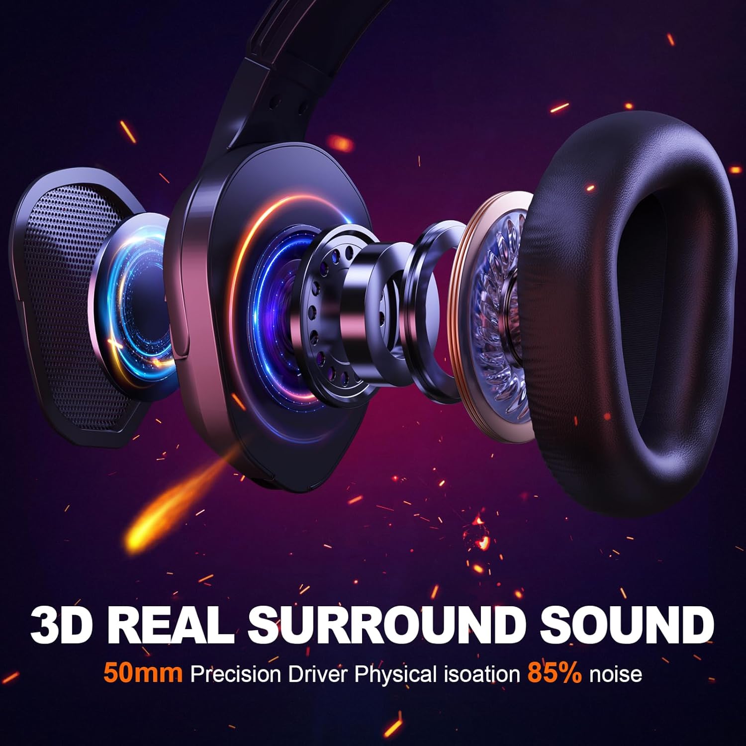 Gaming Headset with Mic RGB LED Stereo Headphones 3.5mm for PS5 PS4 PC