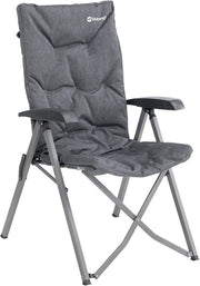 High Back Reclining Camping Chair 4 Position Padded Grey