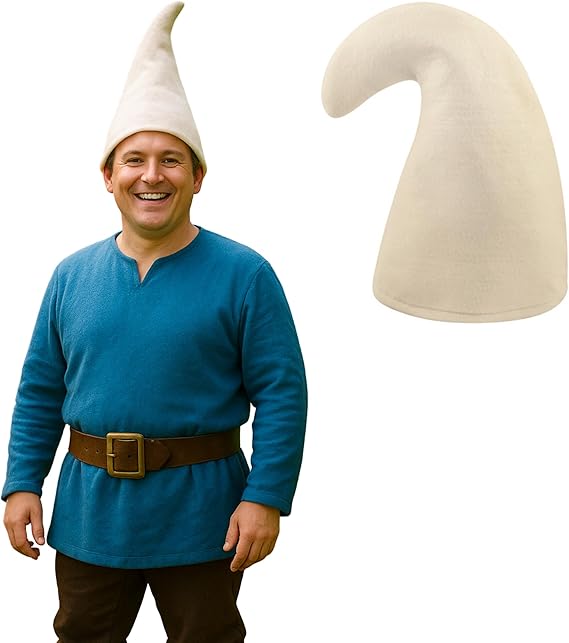 Adult Gnome Hat White Costume Cosplay Halloween Elf Cap