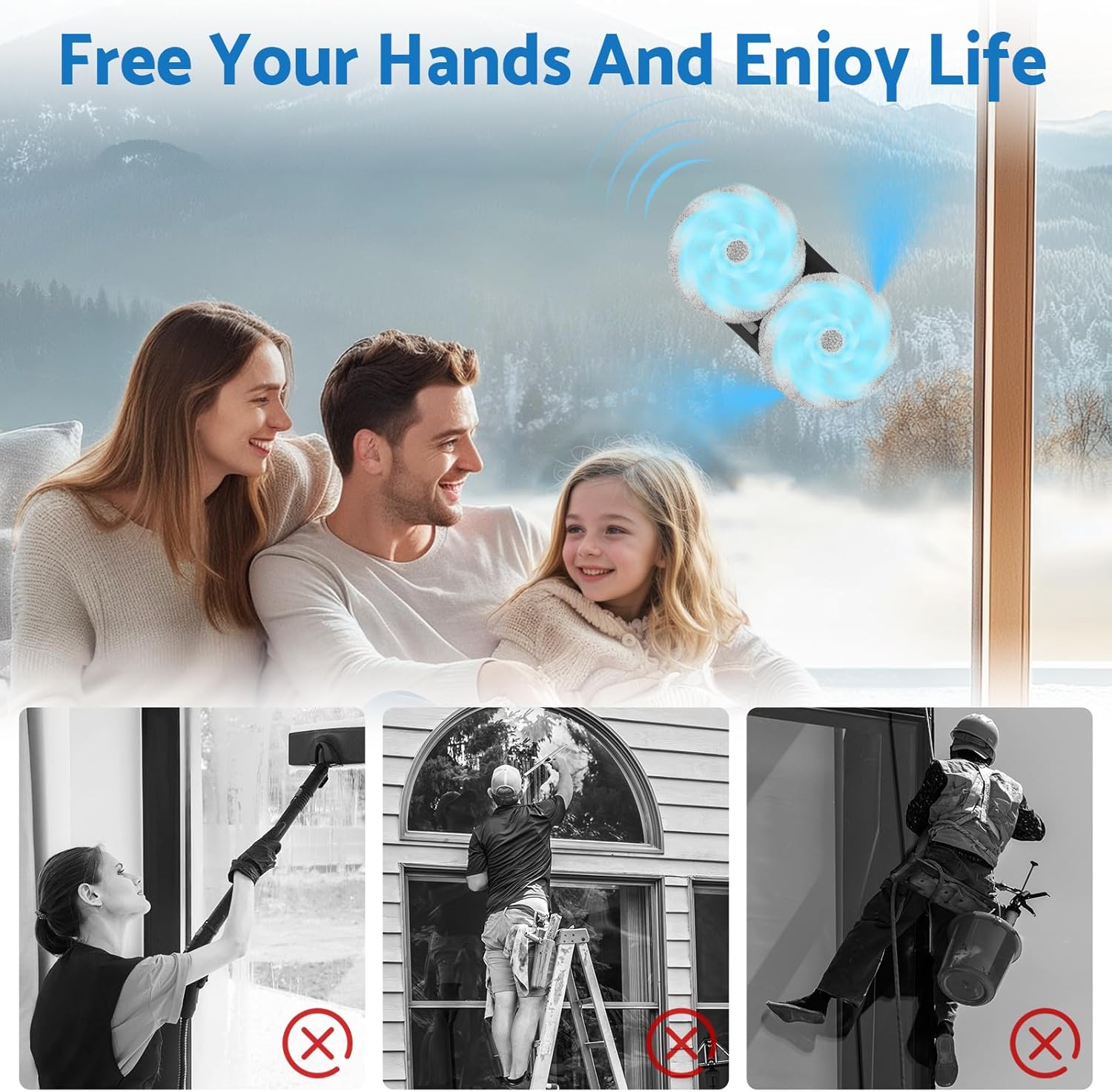 Window Cleaning Robot 5600Pa Suction AI Smart Glass Cleaner Remote