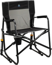 Portable Outdoor Rocking Chair with Beverage Holder Black