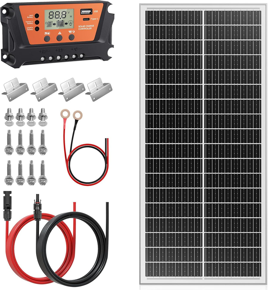 100W Solar Panel Kit N Type 30A Controller Z Mounts