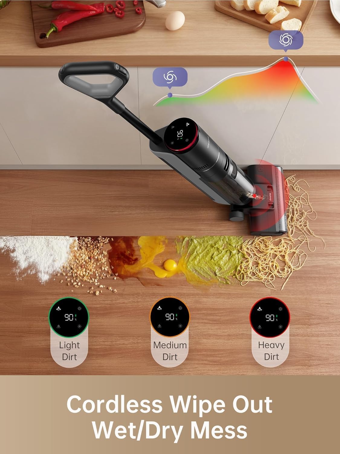 Wet Dry Vacuum Cleaner Cordless Mop Edge Cleaning Hot Air Drying