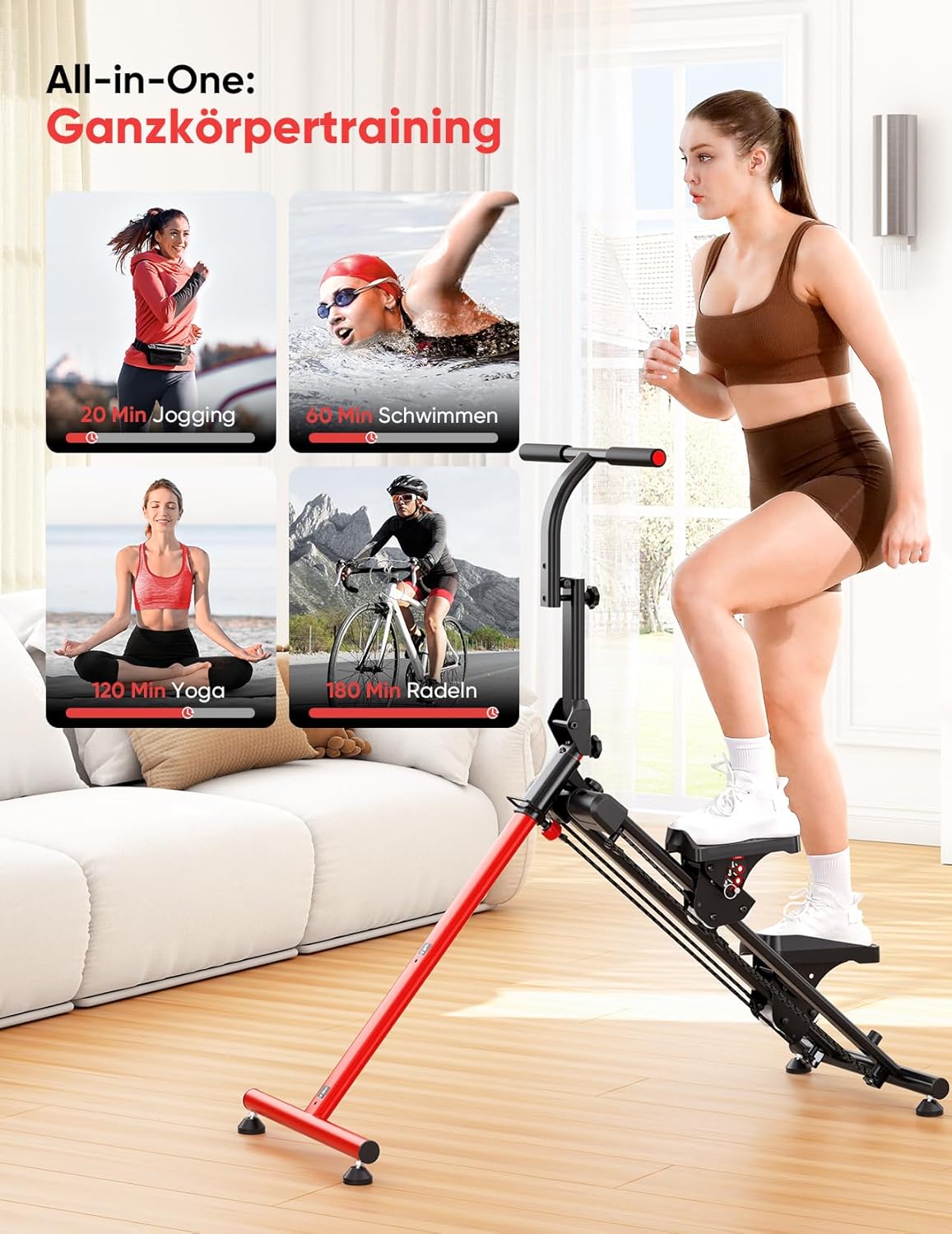Folding Stair Stepper Exercise Machine 3 Mode Cardio Climber 660lb