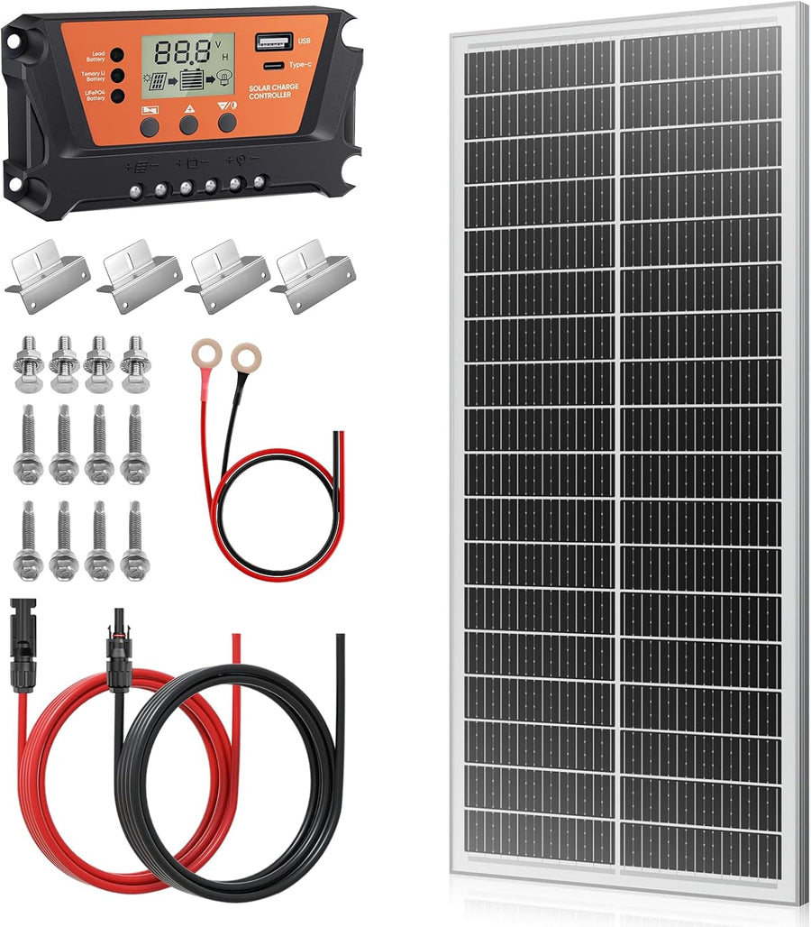 100W Solar Panel Kit 25 Percent Efficiency Mono IP68 MC4 RV Off Grid
