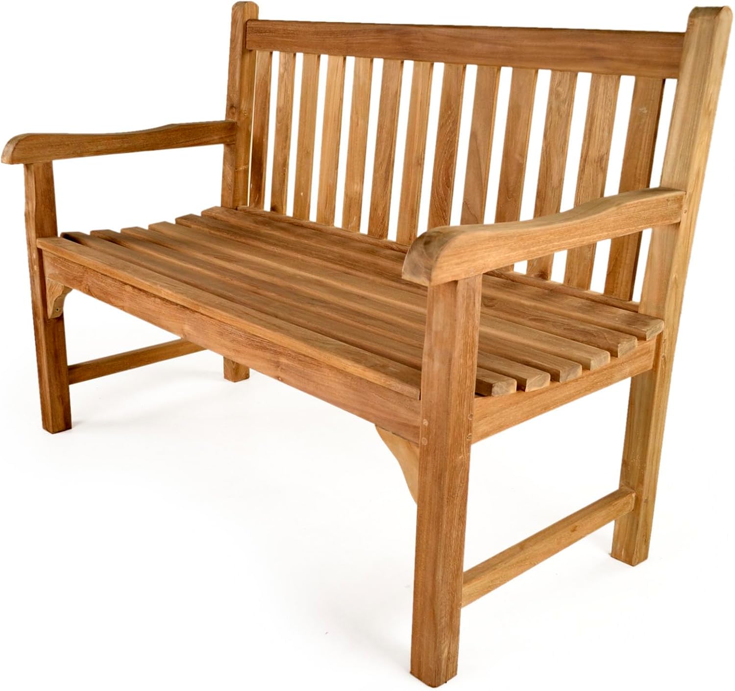 2 Seater Teak Garden Bench 120cm Wooden Patio Park Seat