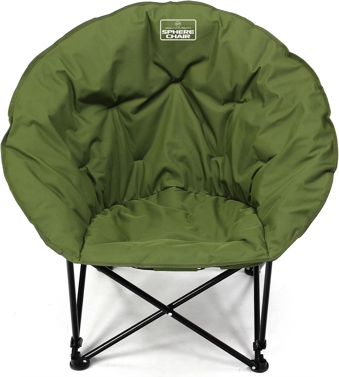 Compact Moon Fishing Chair Foldable Padded Steel Frame Green