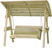 Wooden 2 Seater Garden Swing Seat with Canopy Shelves