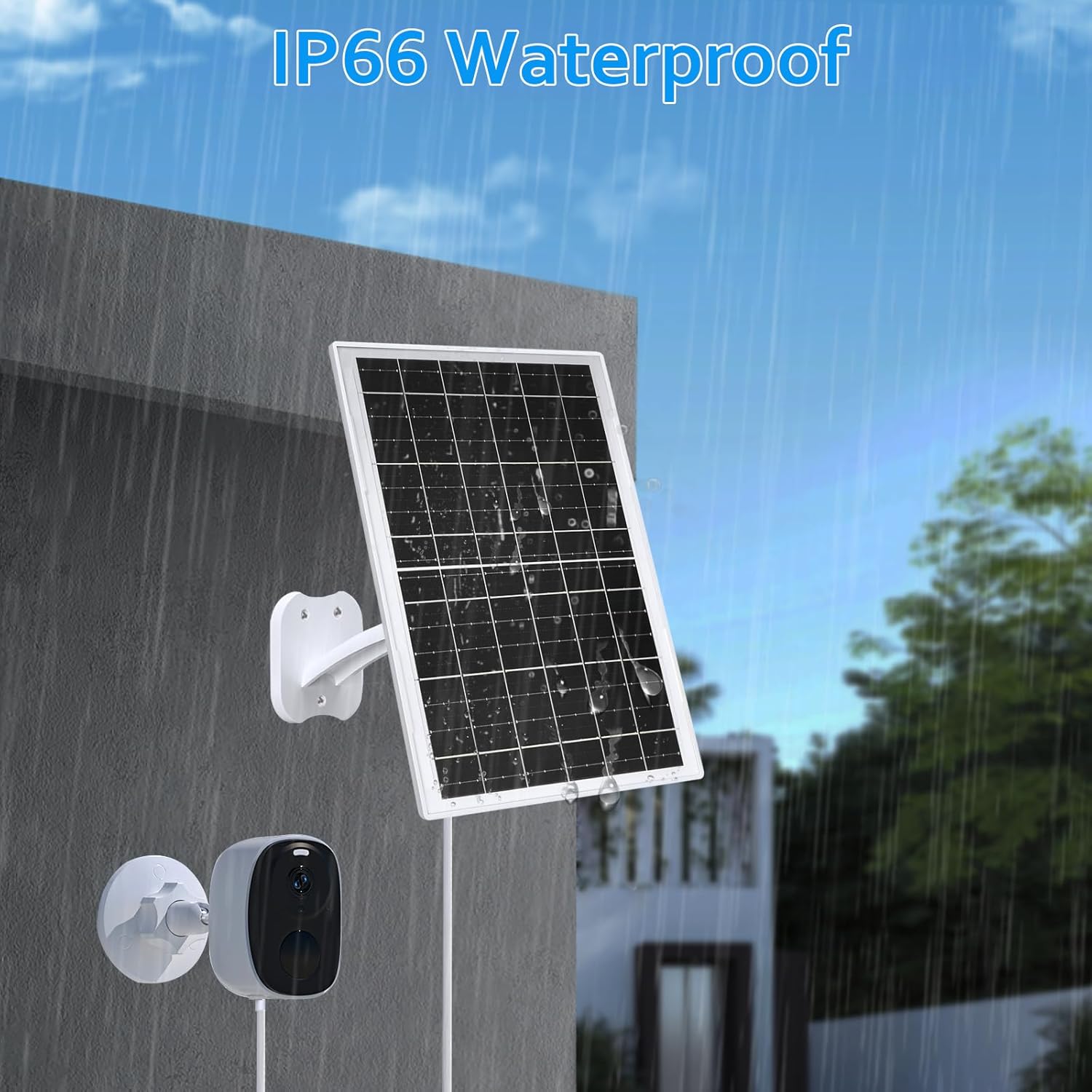13W Solar Panel Camera Charger USB C IP65 10FT Cable