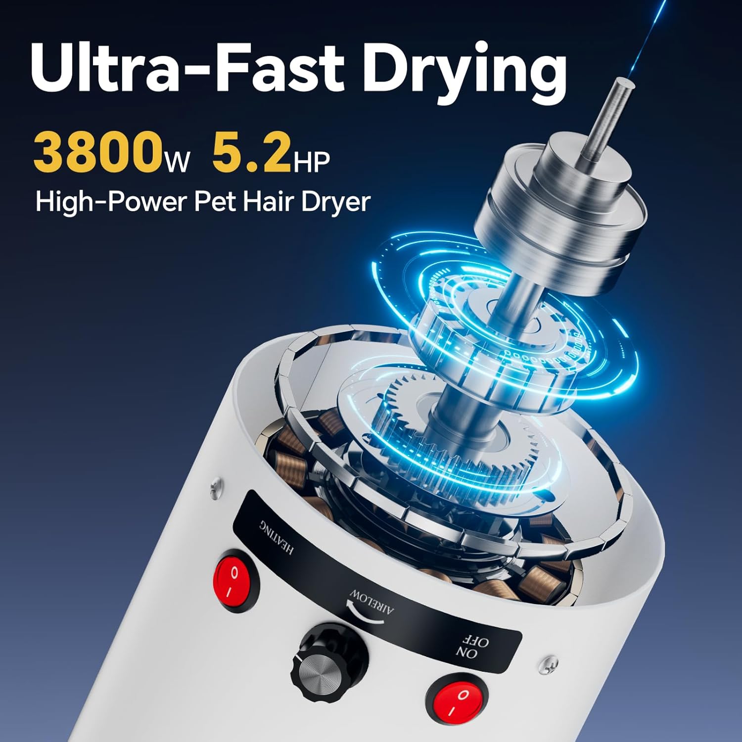 High Velocity Dog Dryer 2800W Pet Grooming Blaster 4 Nozzles
