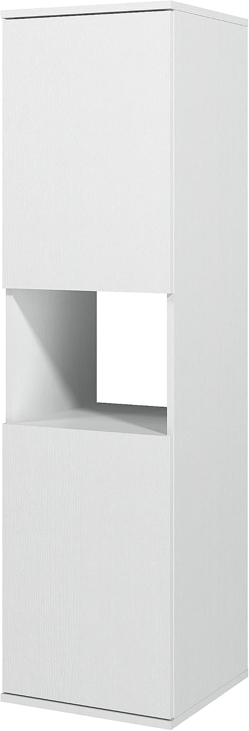 Wall Mounted Tall Bathroom Cabinet White 2 Door Storage Unit