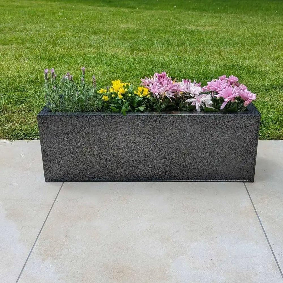 Galvanised Metal Trough Planter Rustproof Drainage 70x24x24cm