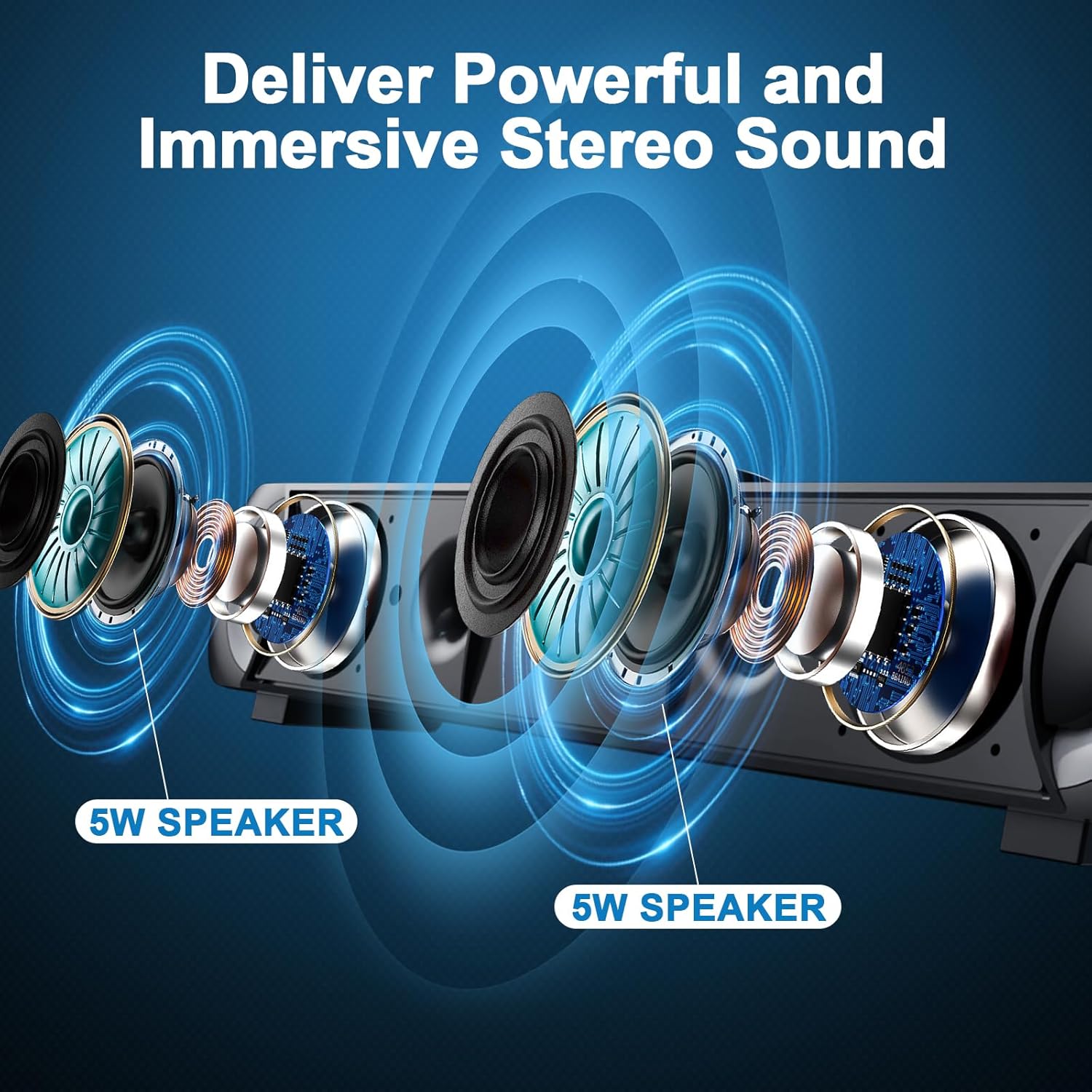 USB RGB PC Soundbar Speakers Stereo Desktop AUX Laptop Speaker
