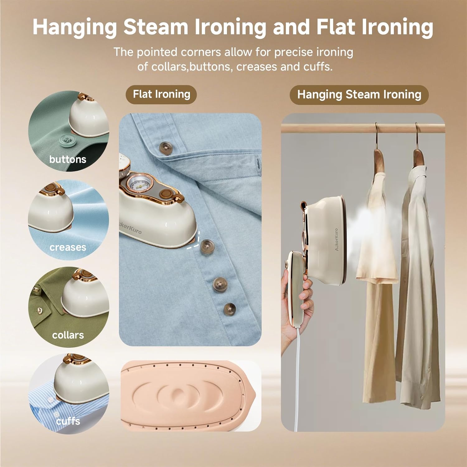 1200W Travel Garment Steamer 2 In 1 Portable Iron Fast Heat 200ml