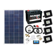 100W Solar Lighting Kit Shed Garage Off Grid 4 Floodlights