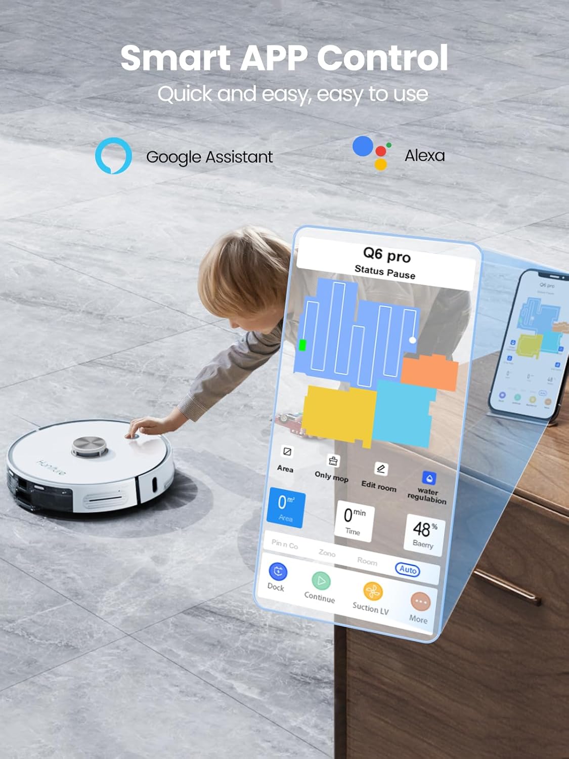 Robot Vacuum Mop Self Empty 4000Pa LiDAR Smart Mapping 250min WiFi