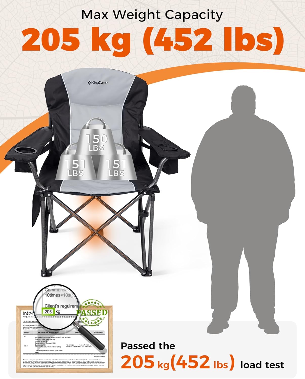 Oversized Camping Chair 205KG Cooler Lumbar