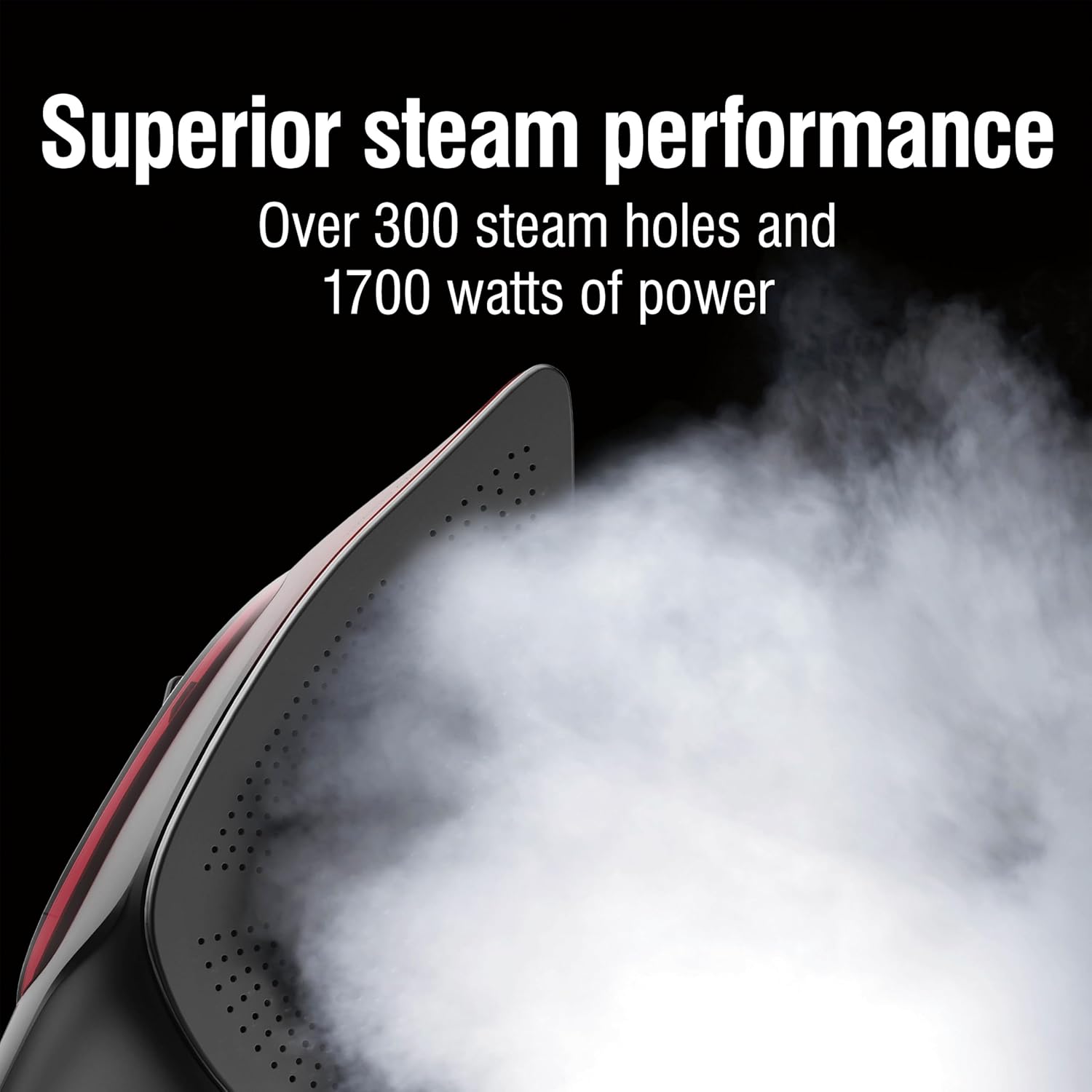 Steam Iron 1700W Ceramic Soleplate 300 Steam Holes Auto Shutoff