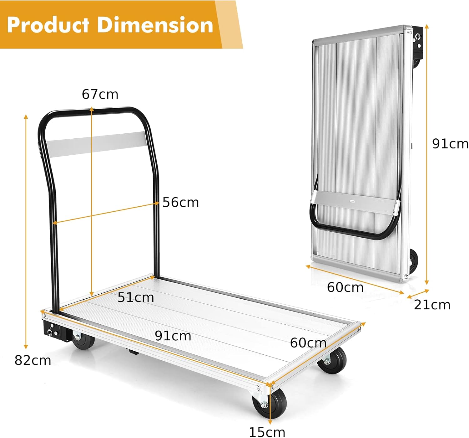 Folding Platform Trolley 350KG Flatbed Truck White Black