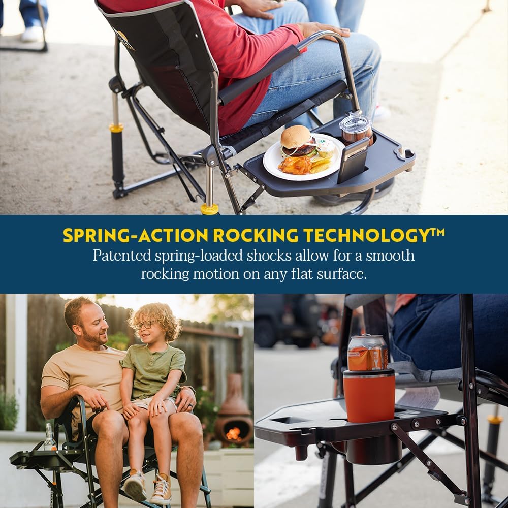 XL Folding Rocking Camping Chair with Side Table Outdoor Patio Seat