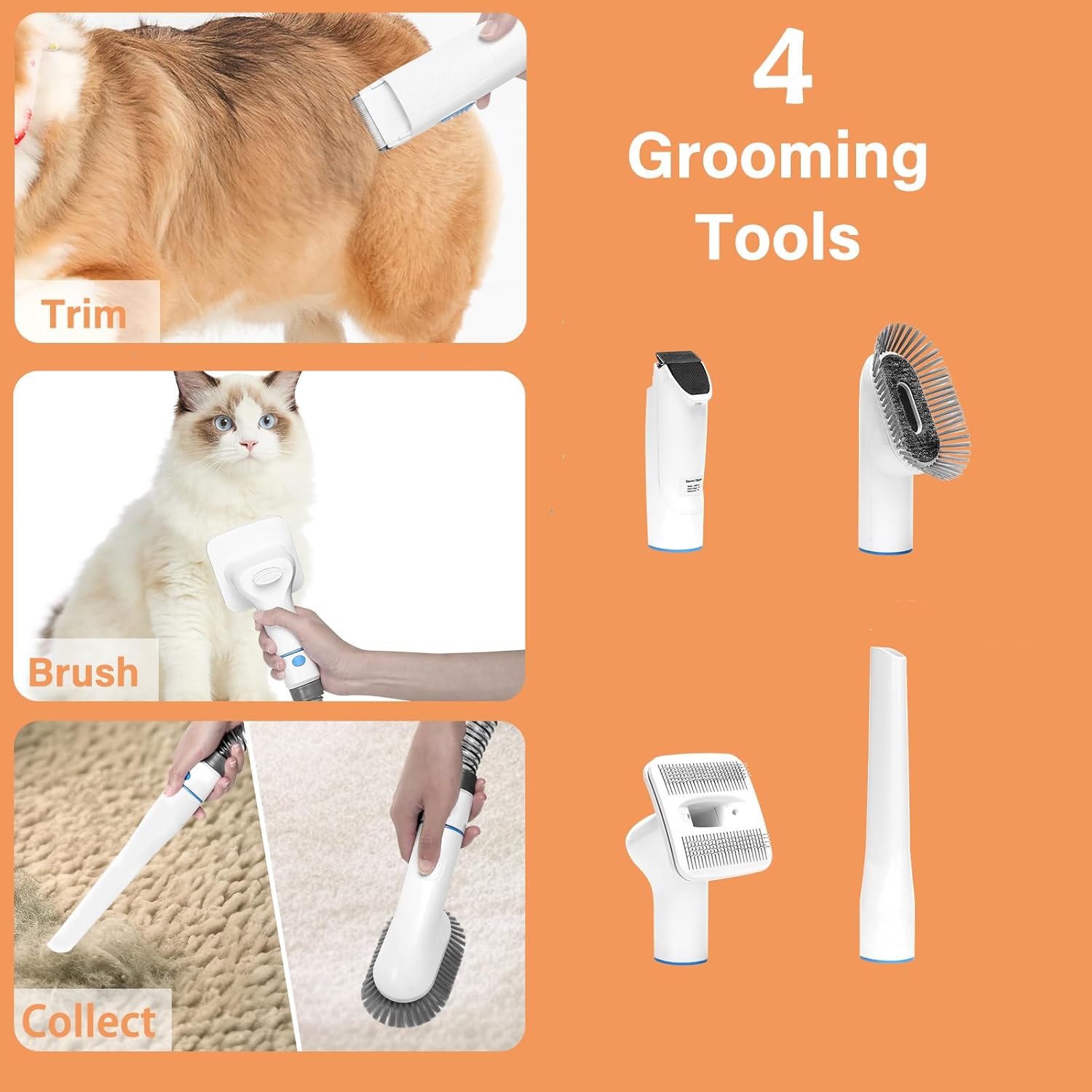 Pet Grooming Vacuum 13000Pa Dog Hair Remover 2.8L Kit
