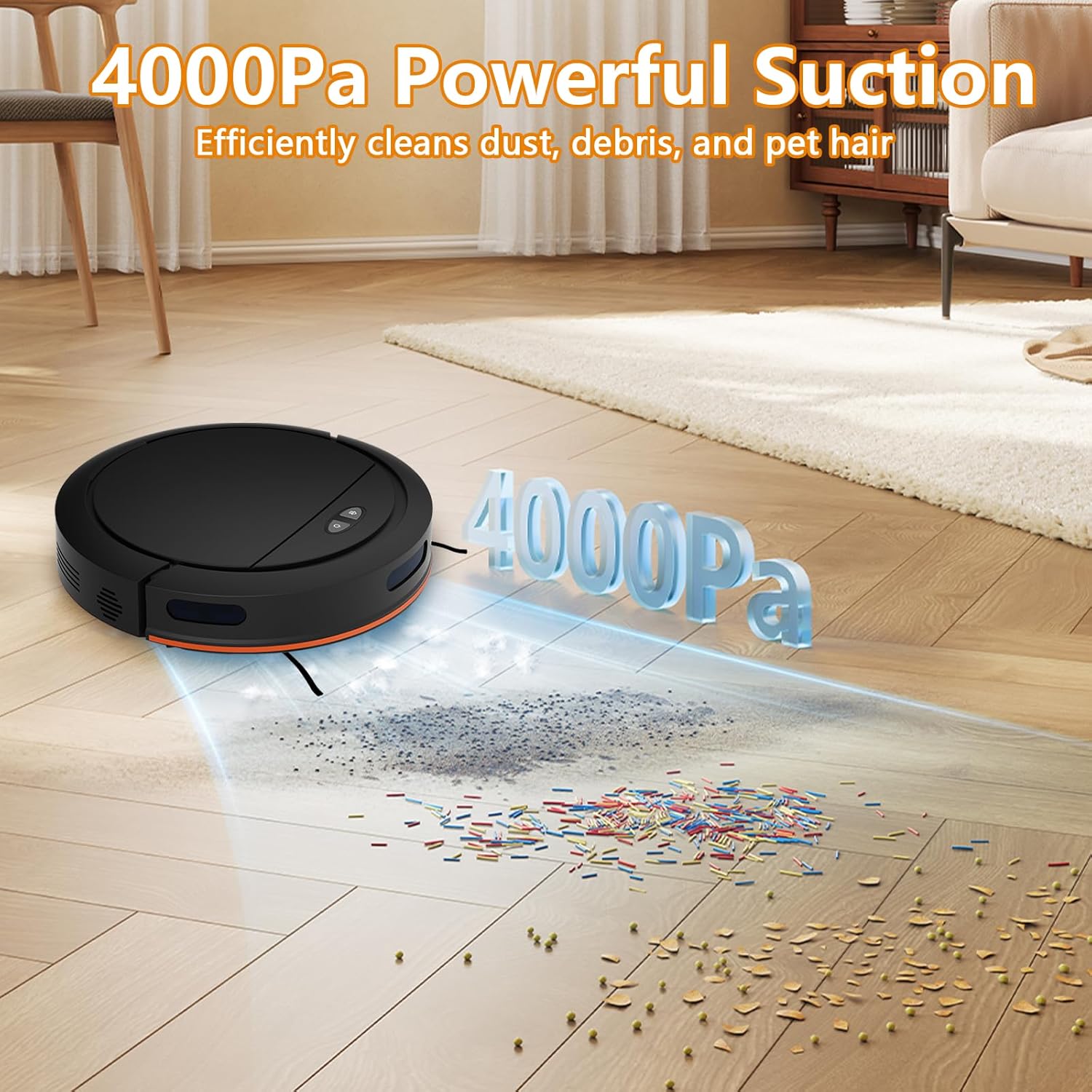 Robot Vacuum Cleaner 4000Pa WiFi App Smart Mapping Mop Auto Recharge