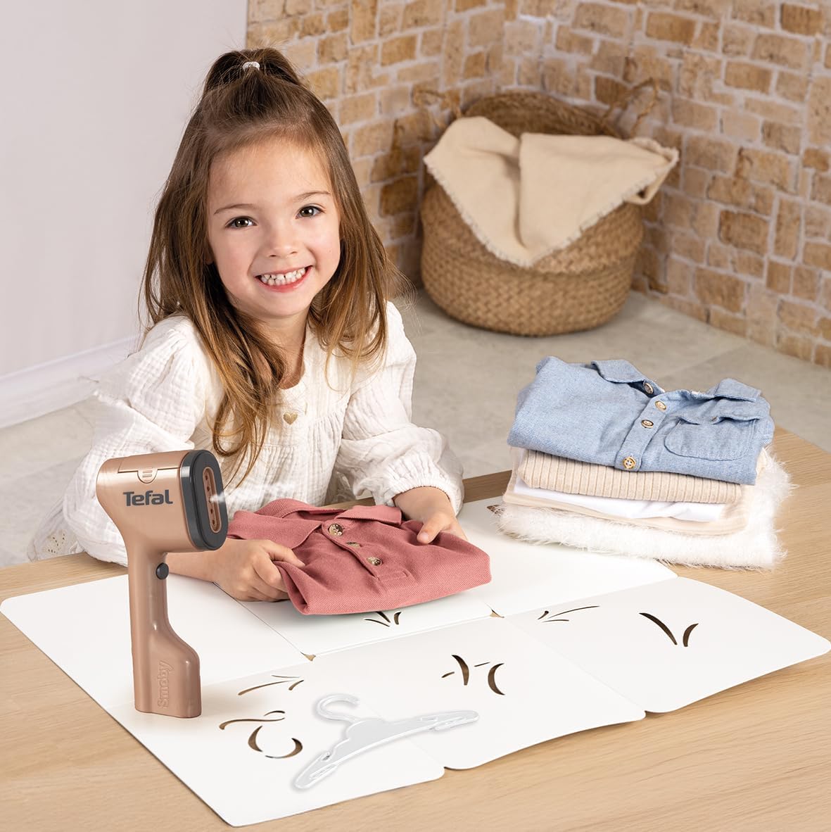 Kids Steamer Toy Laundry Set Clothes Folding Playset Pretend Iron