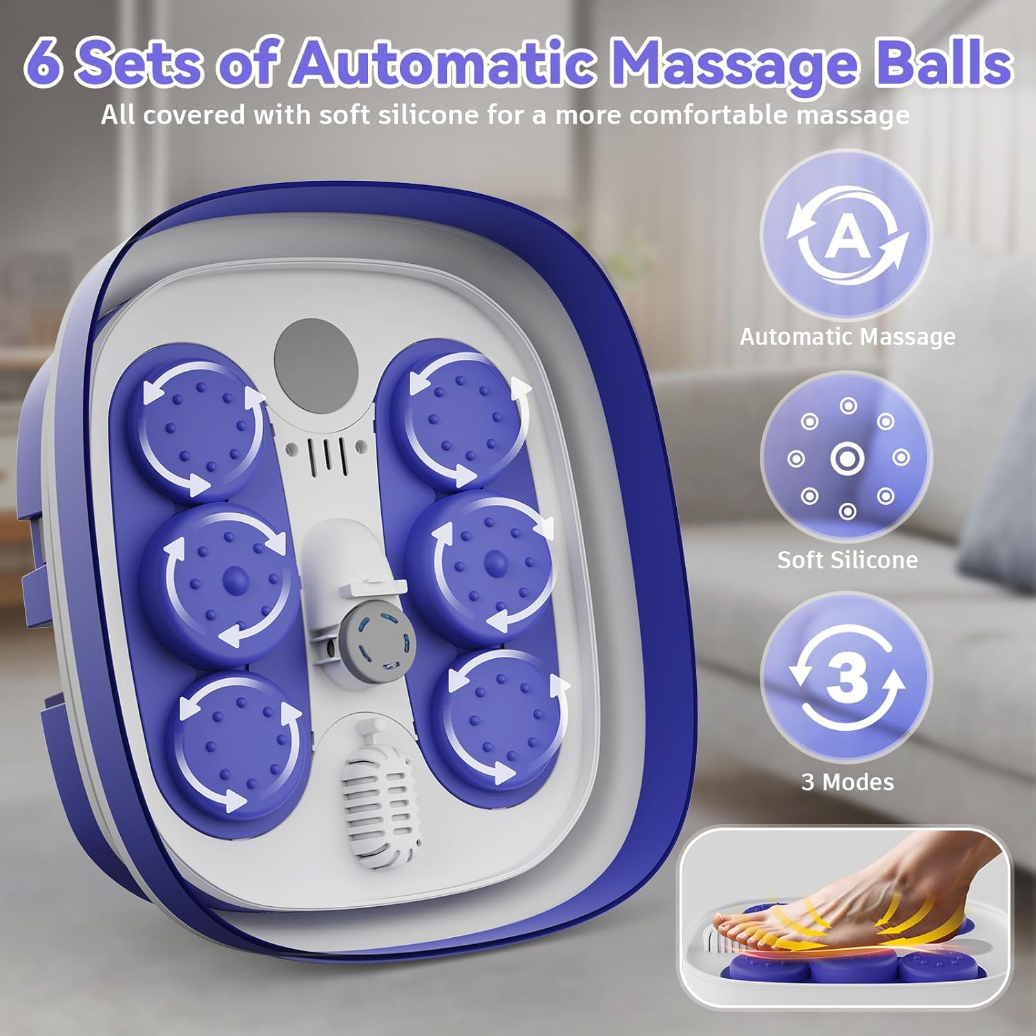 Foldable Foot Spa Bath Heat Shiatsu Rollers Remote Timer